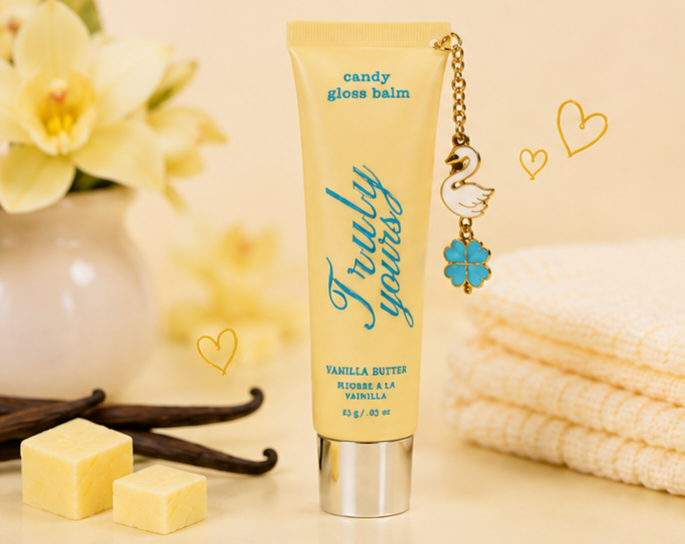 Truly Yours Vanilla Butter yellow candy gloss balm