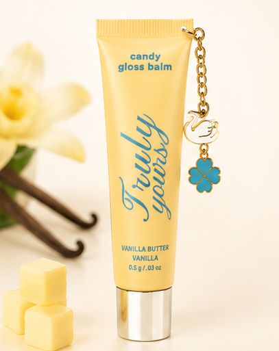 Truly Yours Vanilla Butter yellow candy gloss balm